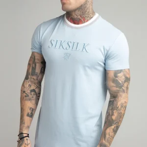 Blue Rib Collar Muscle Fit T-Shirt