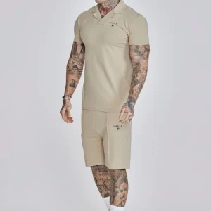 Beige Polo and Shorts Set