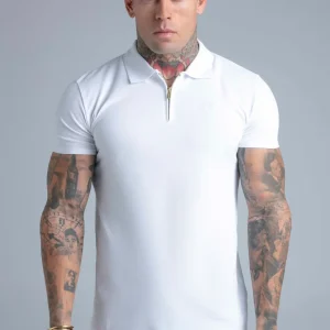 White Zip Polo T-Shirt