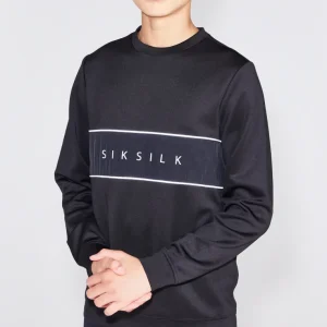 Boys Black Poly Crew Sweatshirt